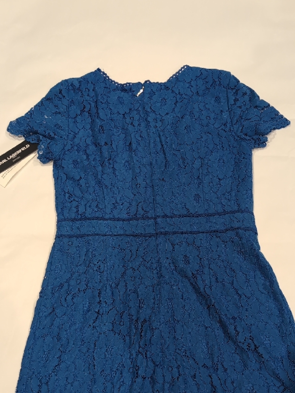 Karl Lagerfeld Women's Cobalt Blue Lace V-Neck Dress - 10 - Picture 9 of 12